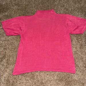 Women’s Pink V-Neck Short Sleeve Sweater
